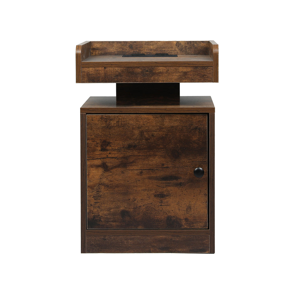 Levede Bedside Table USB Charger Outlet RGB Oak-2006732841915912193