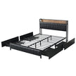 Levede Queen Bed Frame PU 4 Drawer USB Charge-2018816936221216769