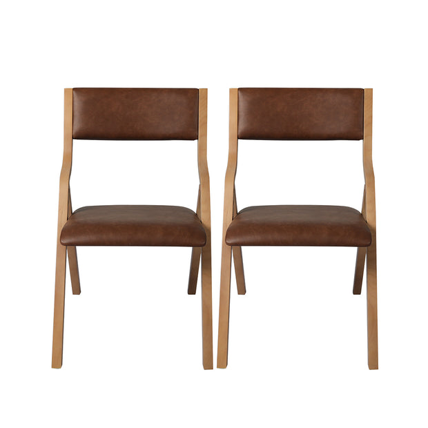 Levede 8x Dining Chairs Foldable PU Tan-2018816930617626625