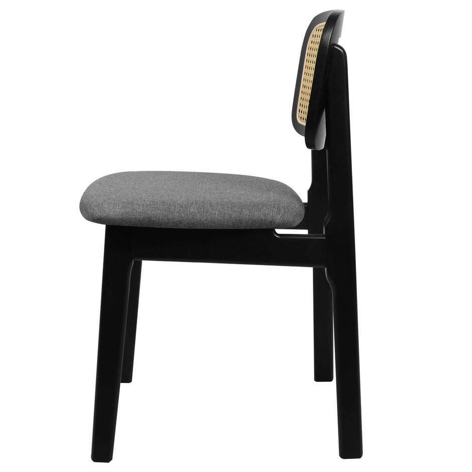 Levede 2x Dining Chair Wood Rattan Armless Black-2006732686818938881