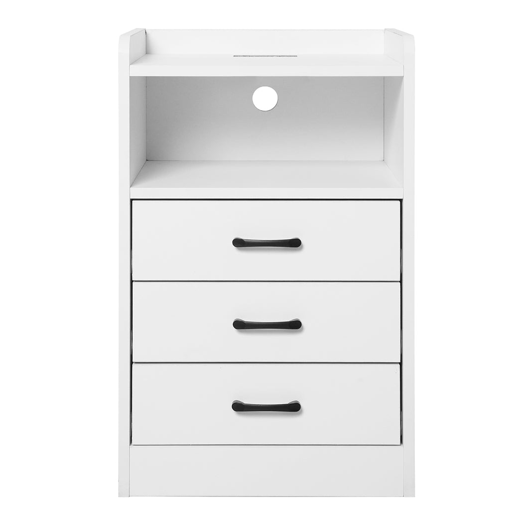 Levede Bedside Table USB Charger Outlet LED White-2018816759531966465