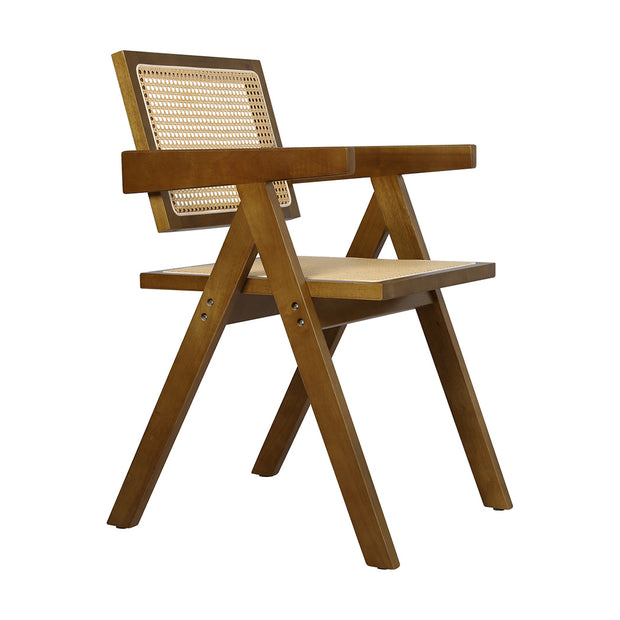 Levede 4x Walnut Wicker Armchair Dining Chair-2018816918626111489
