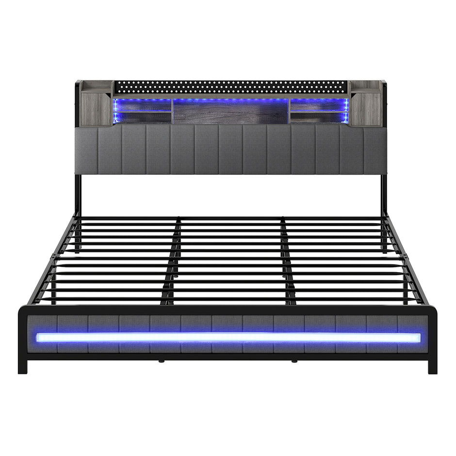 Levede King Bed Frame with Storage Headboard RGB LED-2011971105136447489