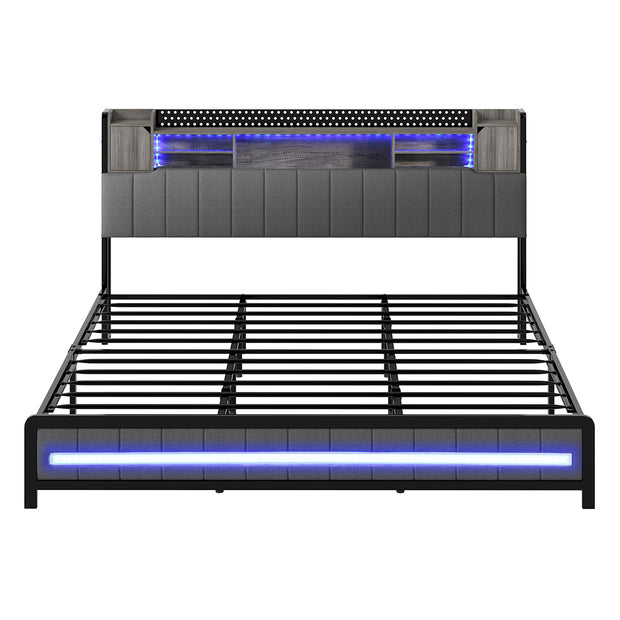 Levede King Bed Frame with Storage Headboard RGB LED-2011971105136447489