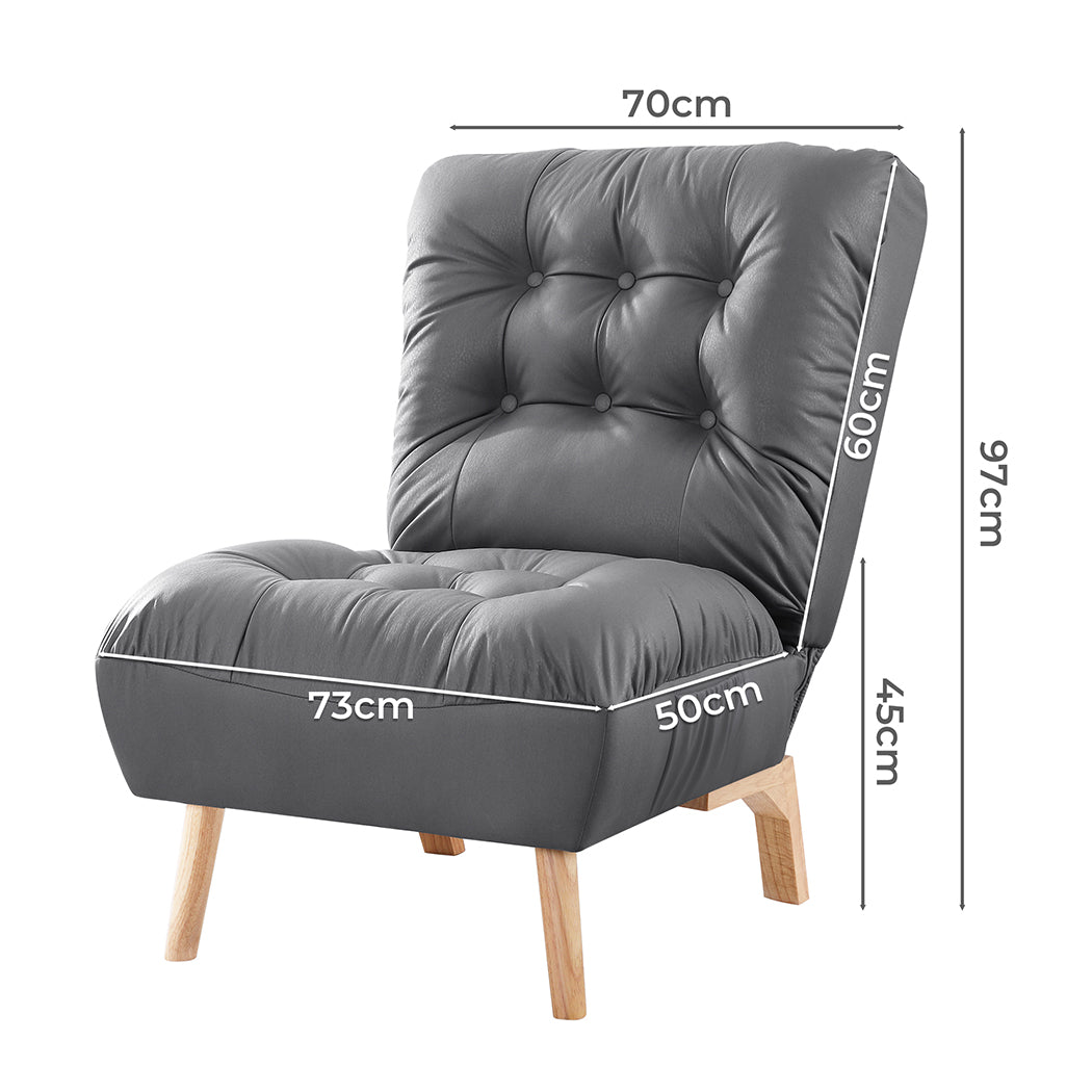 Levede Accent Chair Sofa Recliner Adjustable Grey-2018816931150303234