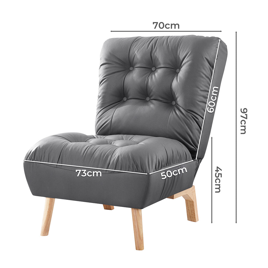 Levede Accent Chair Sofa Recliner Adjustable Grey-2018816931150303234