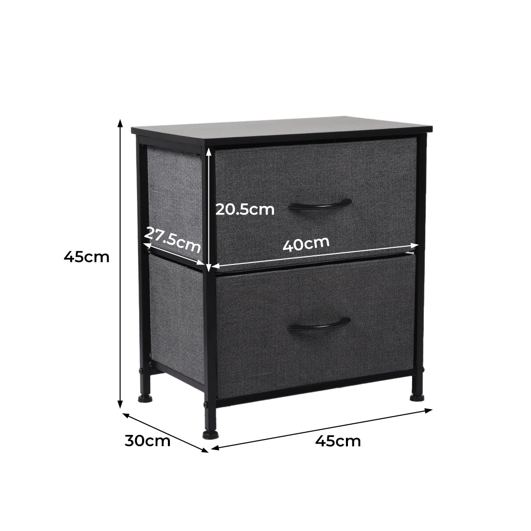 Levede Storage Cabinet Chest of 2 Drawers Dark Grey-2018816789273776130