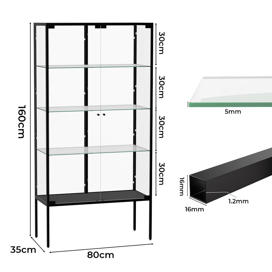 Stacked Glass Display Cabinet Steel 4 Tier 160cm-2006732866213515266