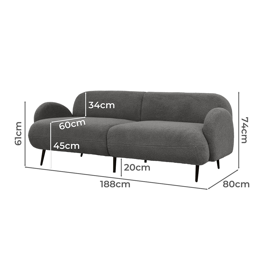 Levede Cloud Sofa 3 Seater Sherpa Fleece Beige-2006732843522330626