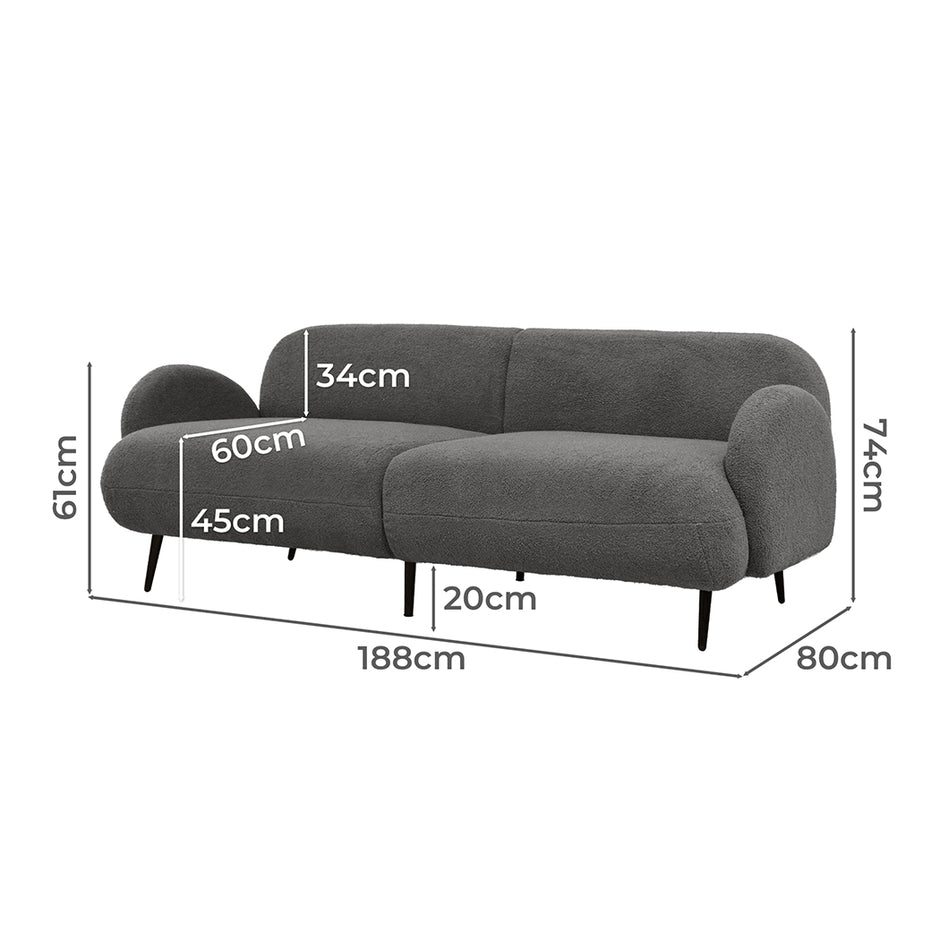 Levede Cloud Sofa 3 Seater Sherpa Fleece Beige-2006732843522330626