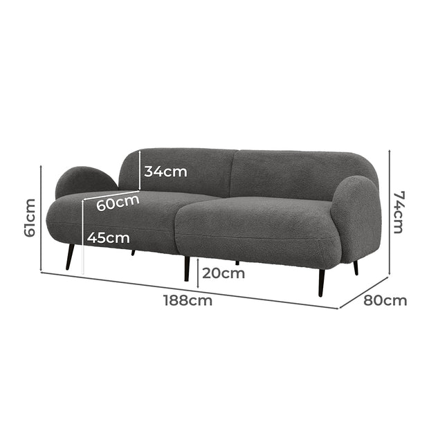 Levede Cloud Sofa 3 Seater Sherpa Fleece Beige-2006732843522330626