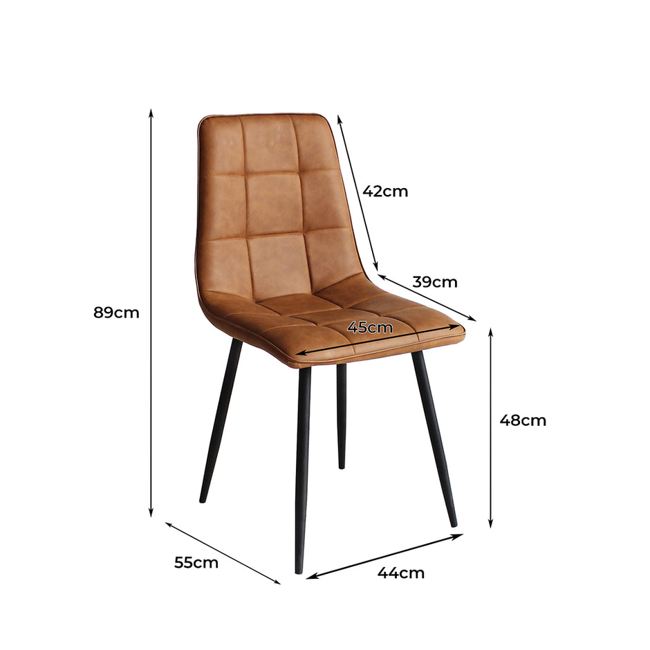 Levede 4x Dining Chairs Kitchen Chair Brown Faux Leather-2018816919456583682