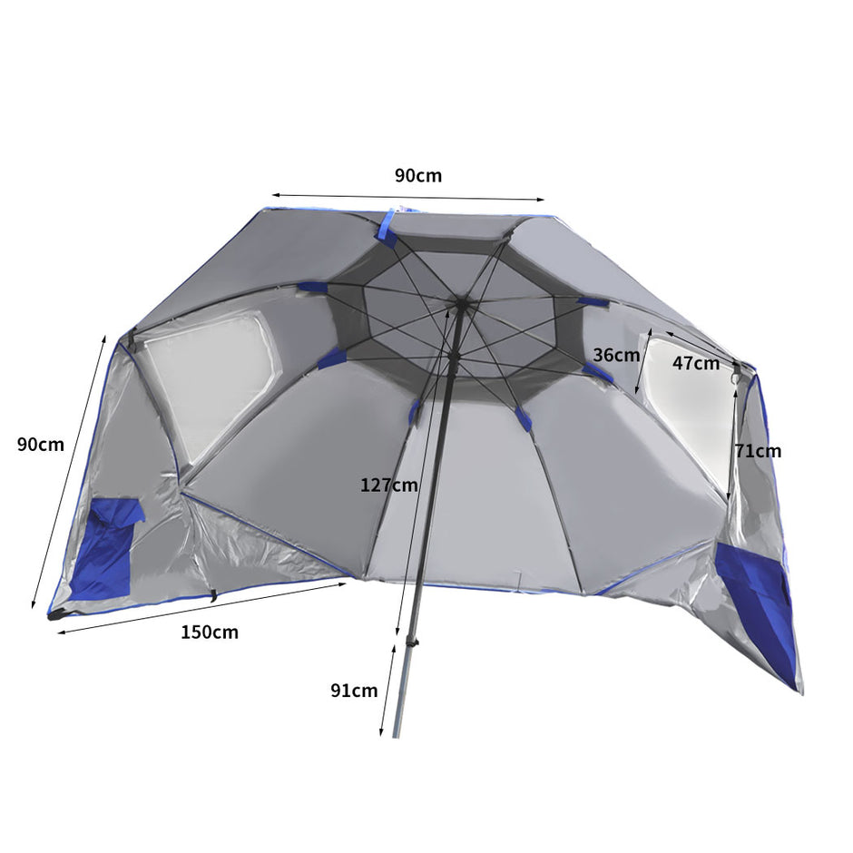 Mountview Beach Umbrella Outdoor Umbrellas Blue 2.33M-2018816736329076738