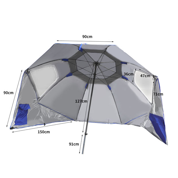 Mountview Beach Umbrella Outdoor Umbrellas Blue 2.33M-2018816736329076738