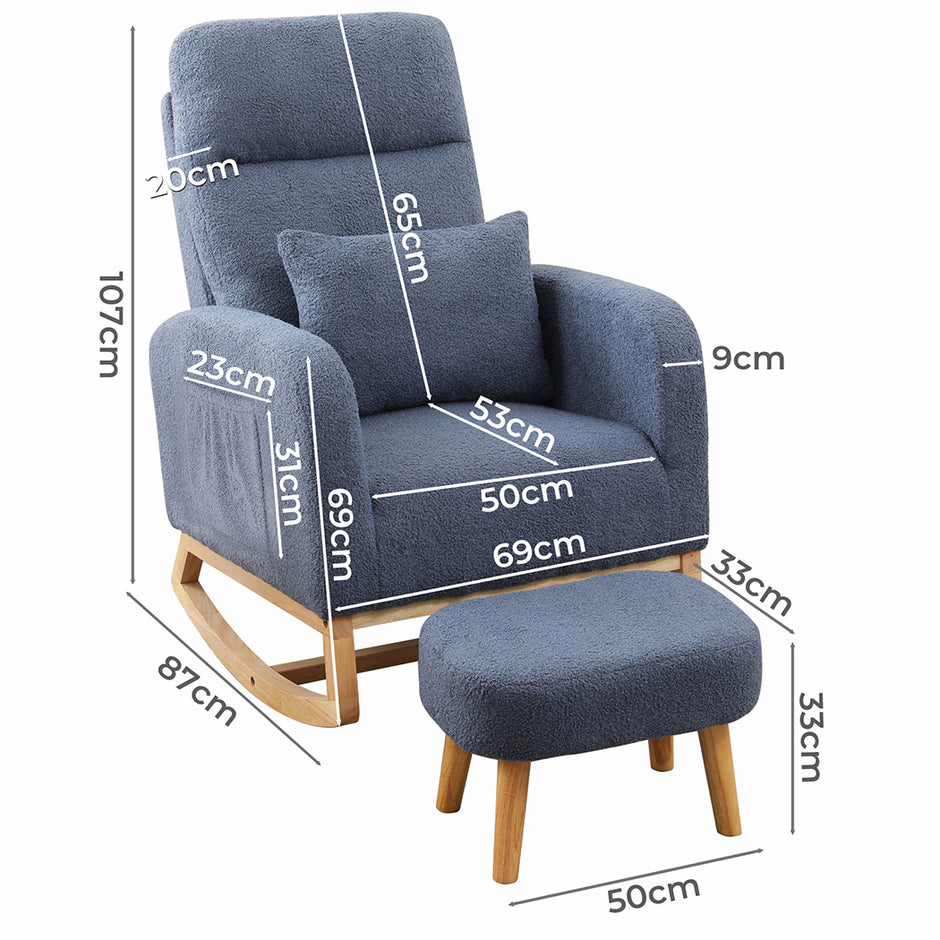 Levede Rocking Chair Ottoman Footrest With Side Pocket-2006732687477444610