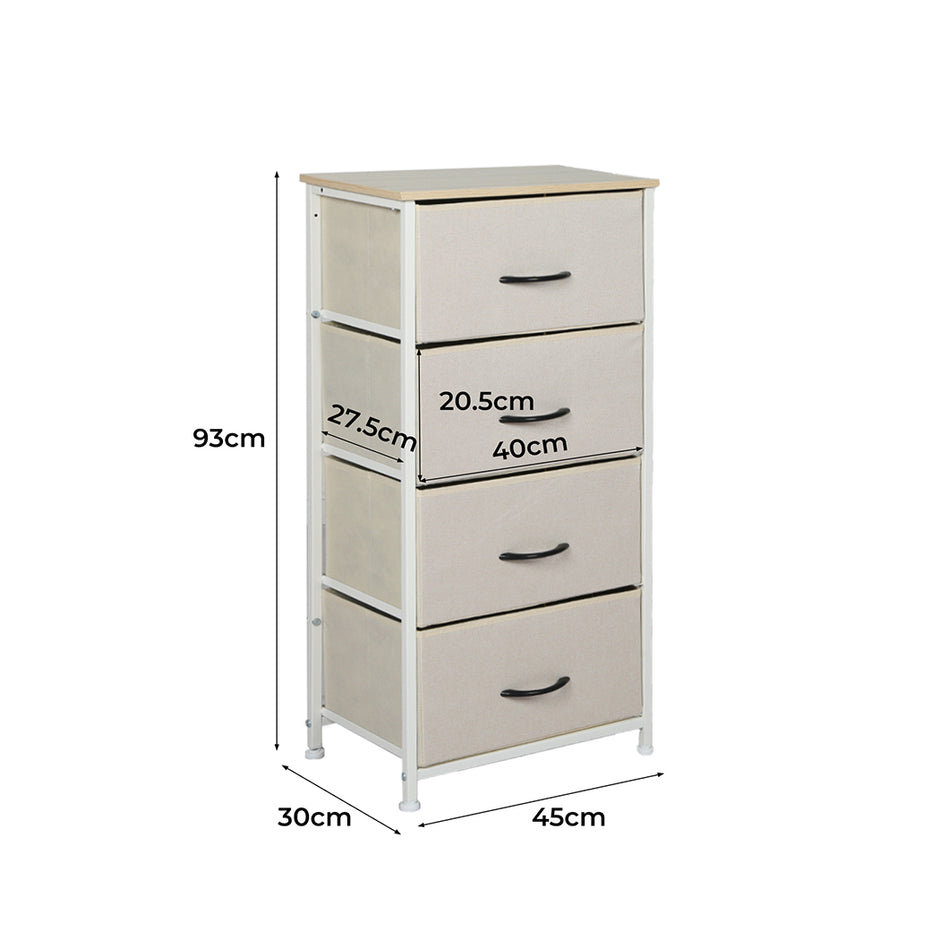 Levede Storage Cabinet Tower Chest Beige-2006733262801735682