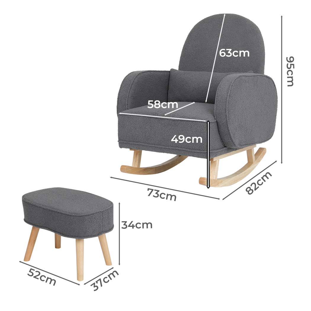 Levede Fleece Rocking Chair with footstool-2006732864741314562