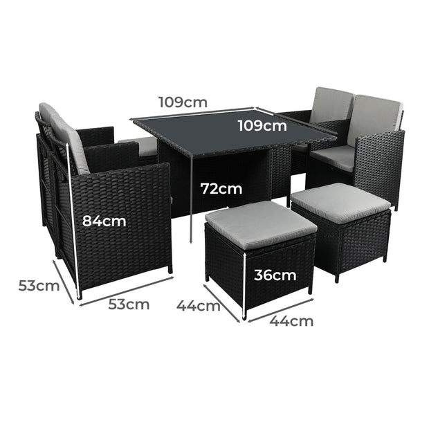 Levede 9PCS Outdoor Table Chair Set-2006733112737927170