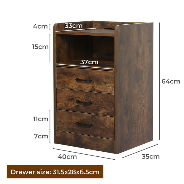 Levede Bedside Table USB Charger Outlet LED Oak-2018816764154089474
