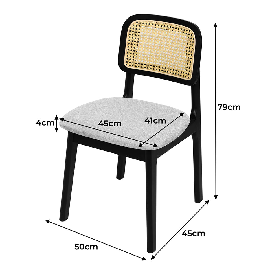 Levede Dining Chair Wood Rattan Armless Black x6-2006732736341086210
