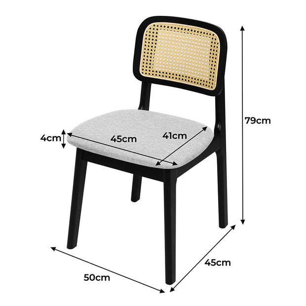 Levede Dining Chair Wood Rattan Armless Black x6-2006732736341086210