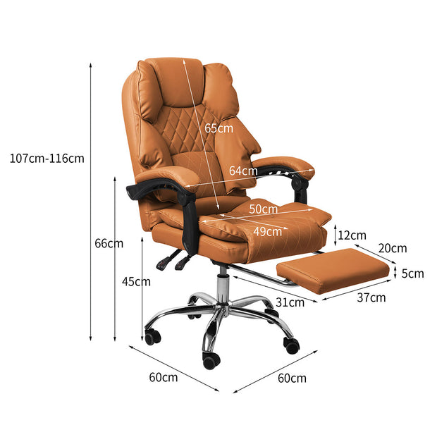 Levede Gaming Chair Office Computer Brown Footrest-2018816909402836994