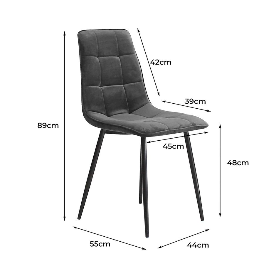 Levede 4x Dining Chairs Kitchen Velvet Grey-2006733264500428802