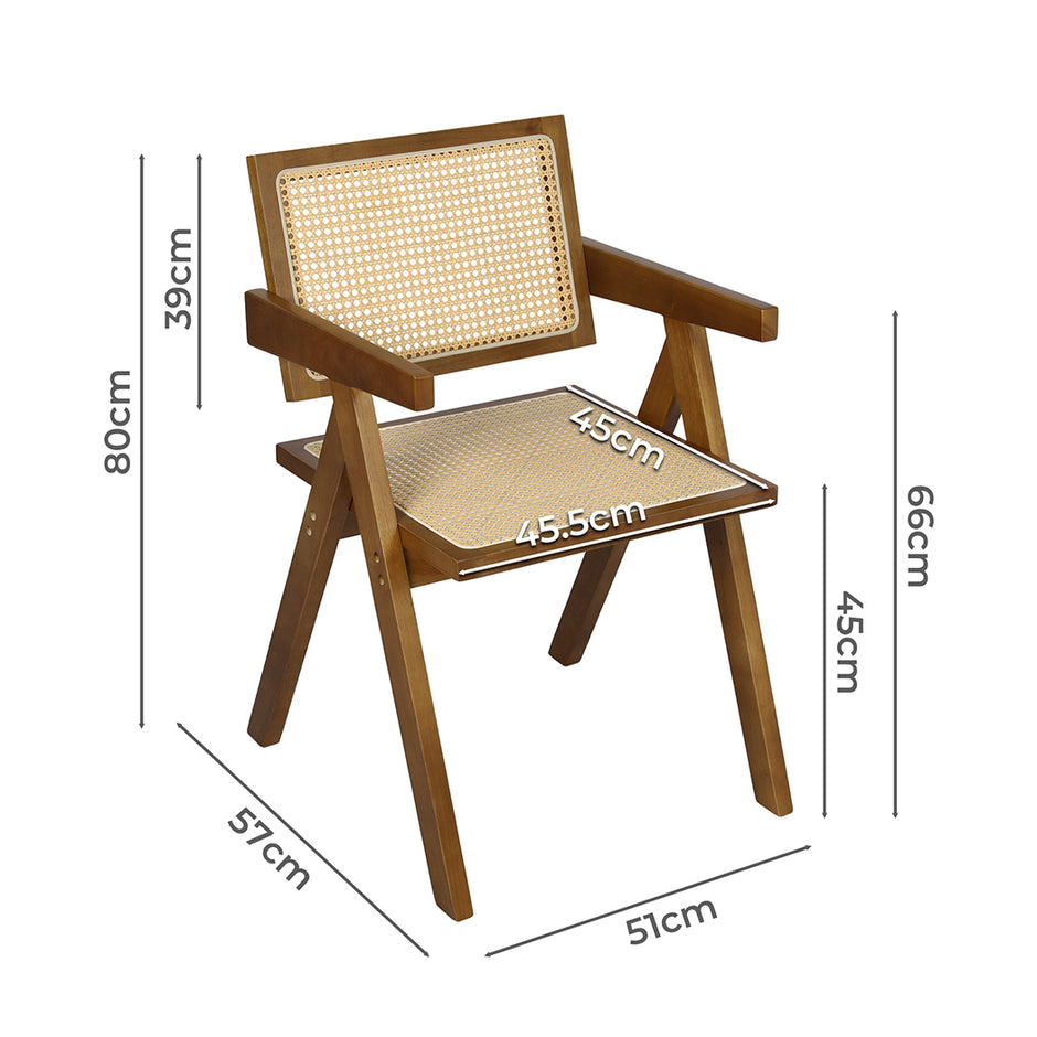 Levede 4x Walnut Wicker Armchair Dining Chair-2018816918626111490