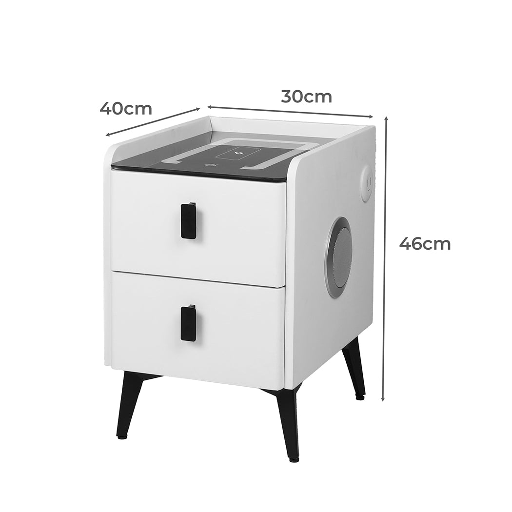 Levede Bedside Table LED Lights Drawers Storage-2006732842721218562