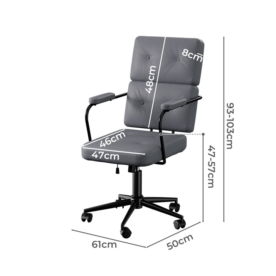 LEVEDE Ergonomic Office Chair Computer PU Grey-2018816851219451906