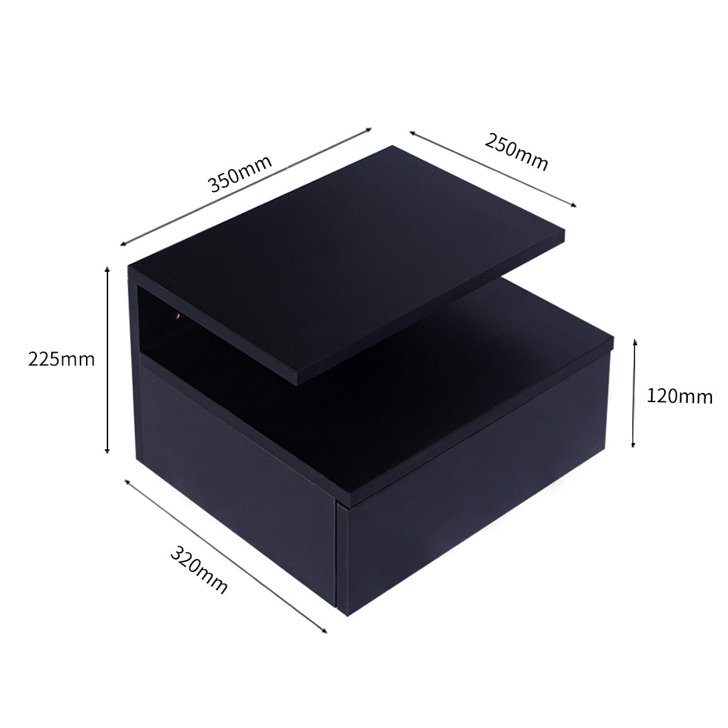 Levede 2x Bedside Tables Side Table Black-2006733164449501186