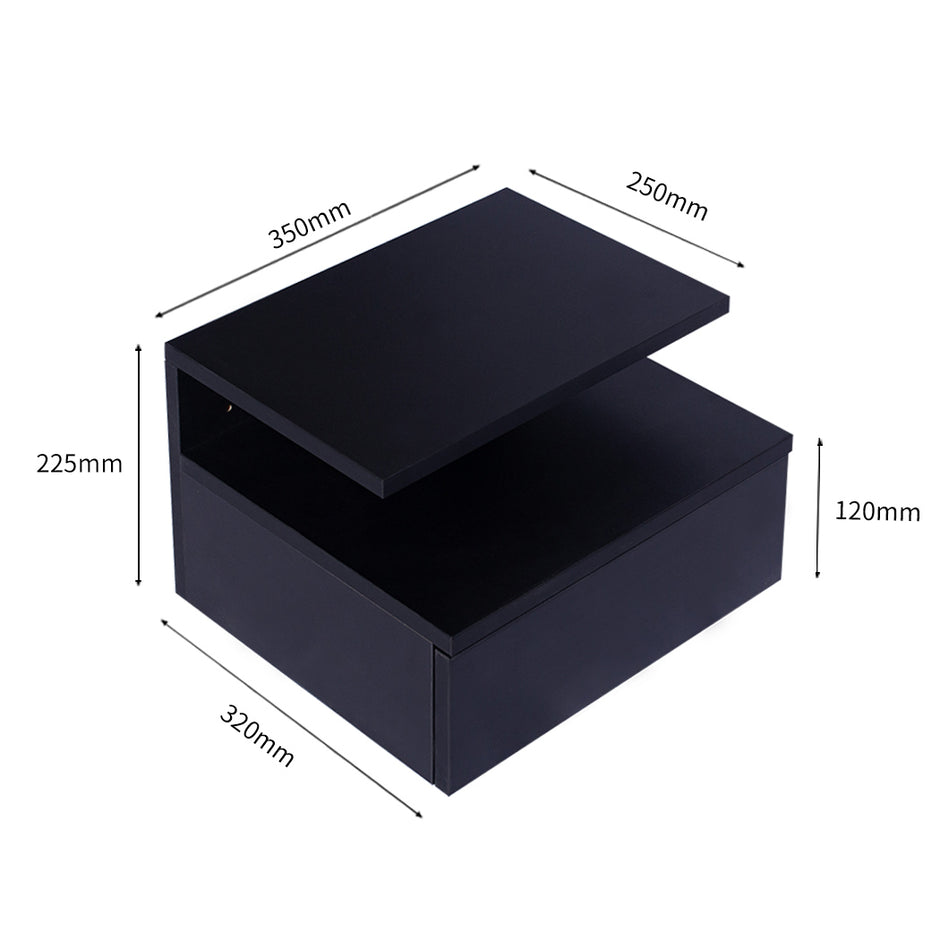 Levede 2x Bedside Tables Side Table Black-2006733164449501186