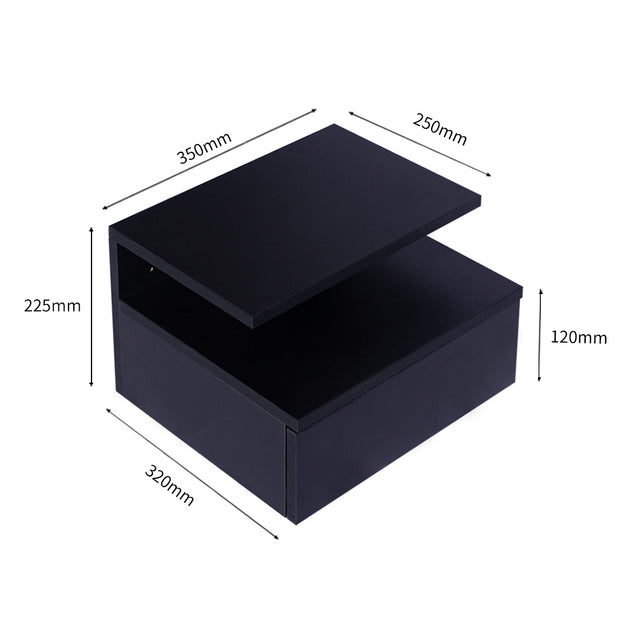 Levede 2x Bedside Tables Side Table Black-2006733164449501186
