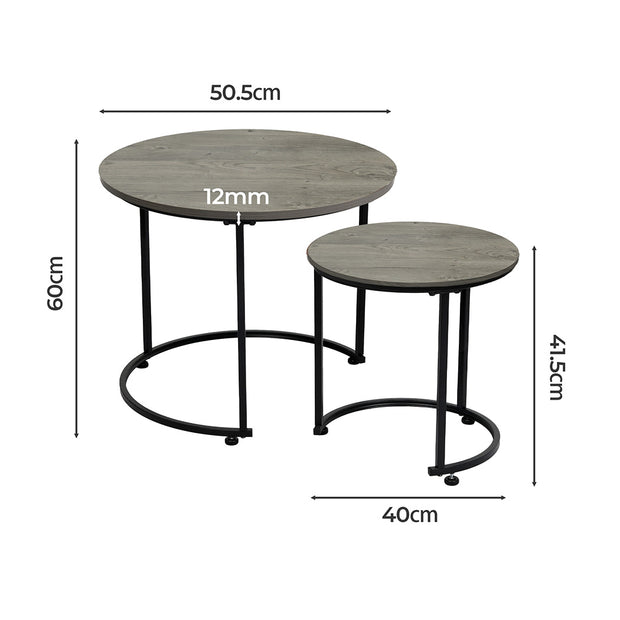 Levede Round Nesting Table Coffee Table Wood Side Table-2006732776656736258