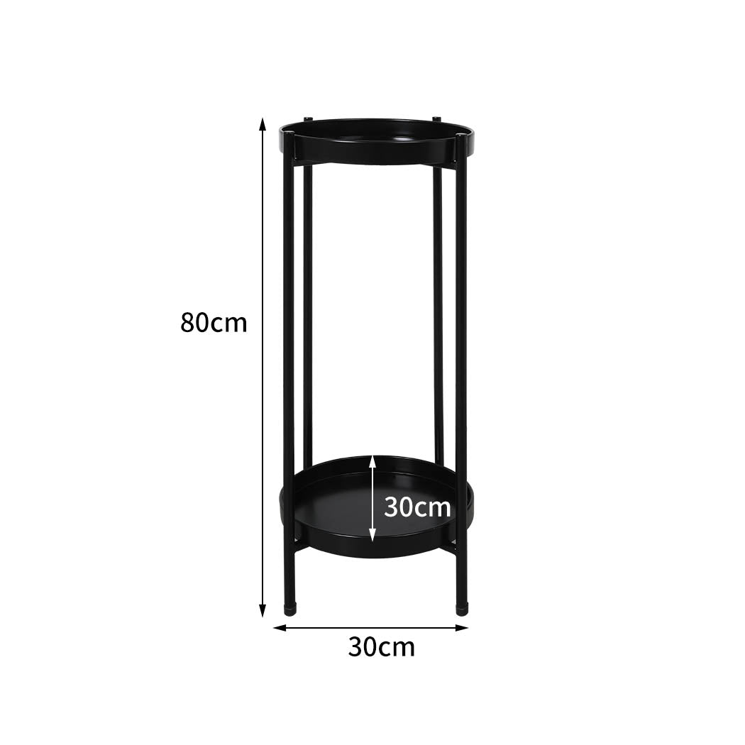 Levede 2 Tier Plant Stand Outdoor Indoor Black Large-2018816746772893698