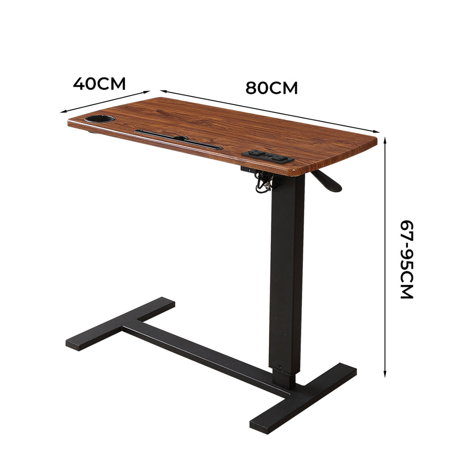 Levede Mobile Standing Desk Foldable Brown Fold-2006733138214129666