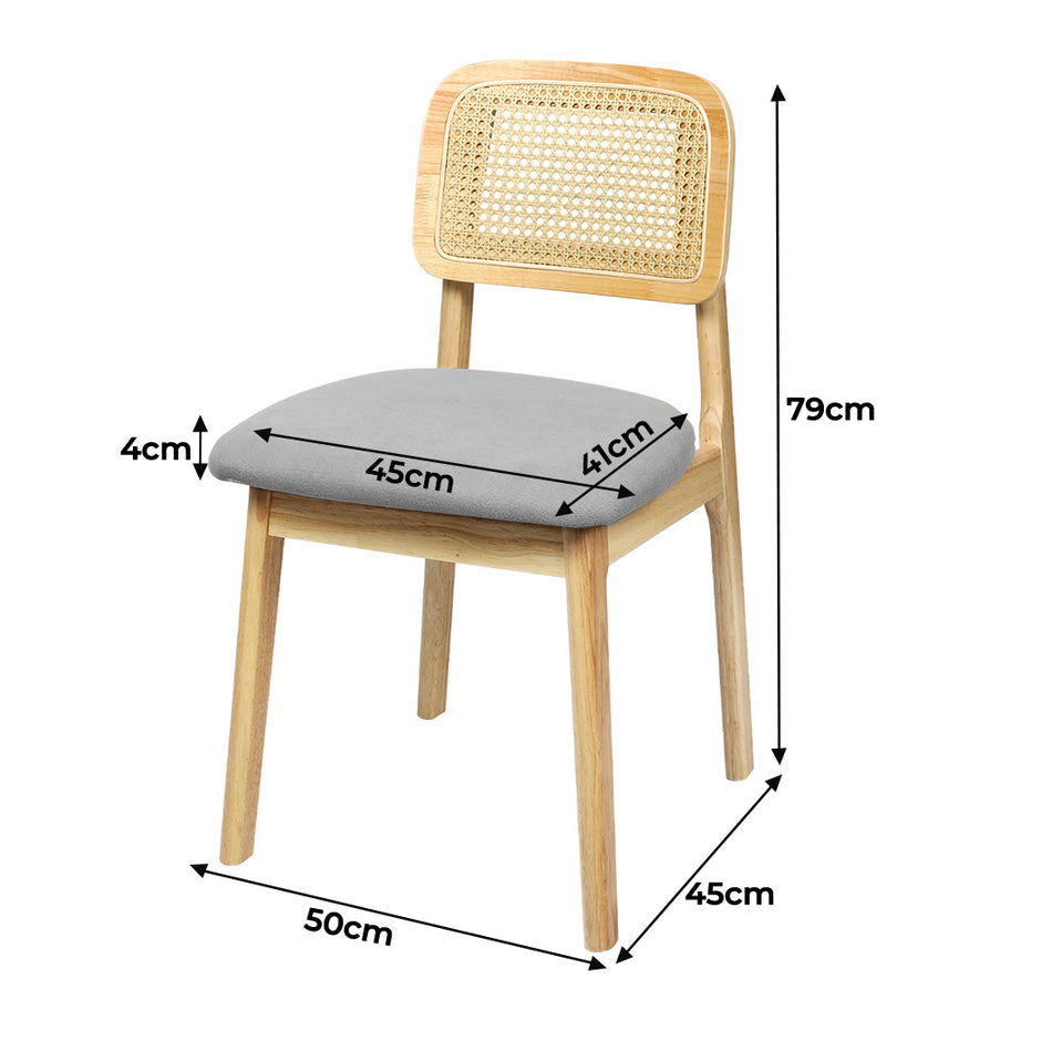 Levede 2x Dining Chair Wood Rattan Armless Natural-2006732687020265474