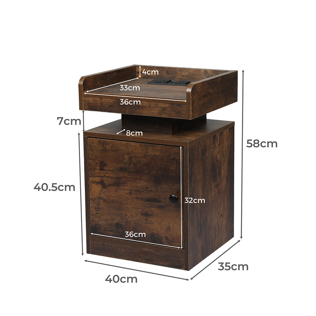 Levede Bedside Table USB Charger Outlet RGB Oak-2006732841915912194