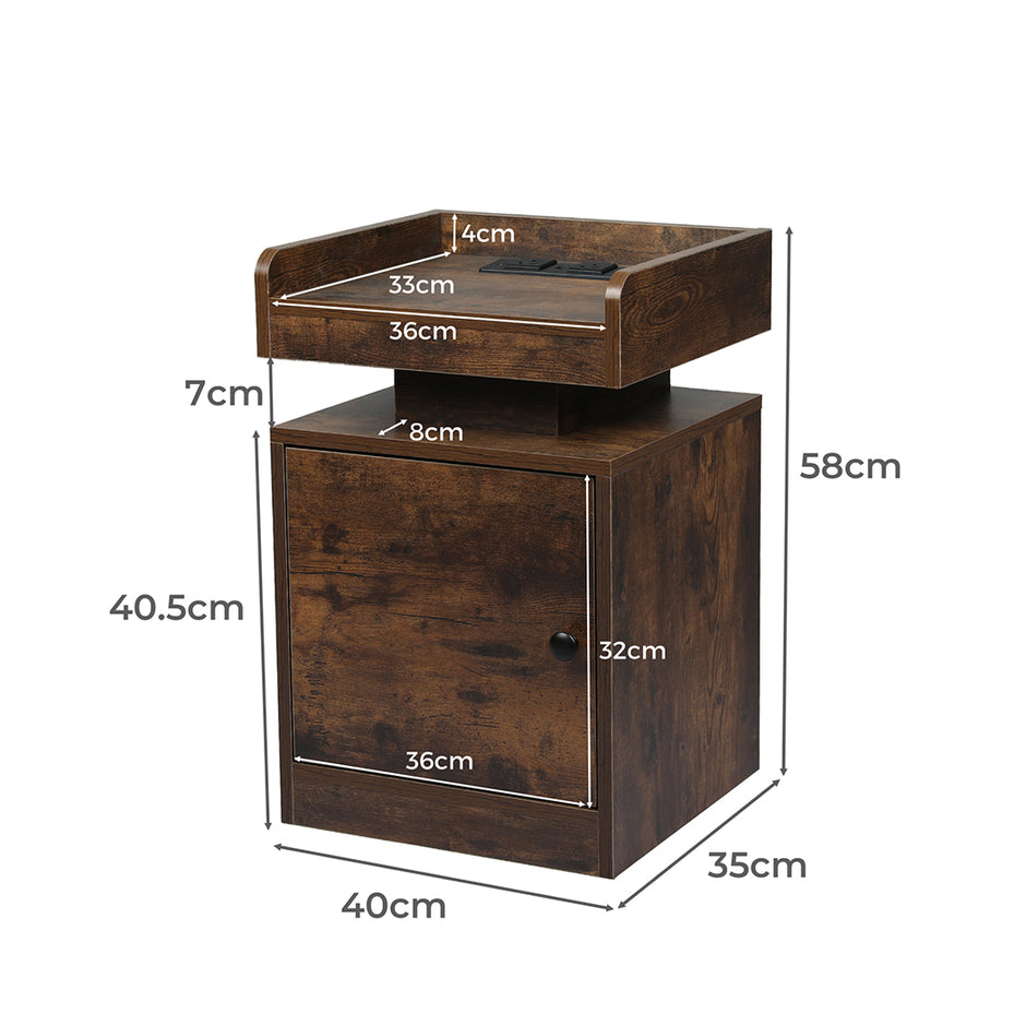 Levede Bedside Table USB Charger Outlet RGB Oak-2006732841915912194