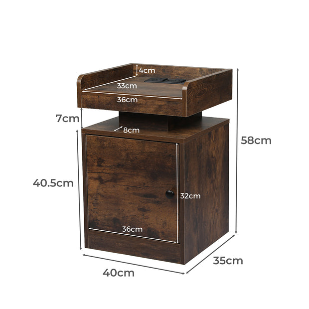 Levede Bedside Table USB Charger Outlet RGB Oak-2006732841915912194