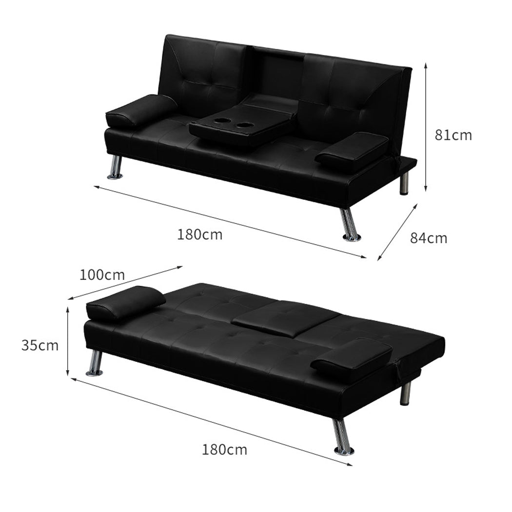 Levede Sofa Bed Adjustable Recliner Black-2006733286516330498