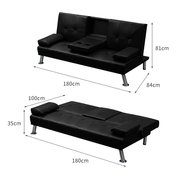 Levede Sofa Bed Adjustable Recliner Black-2006733286516330498