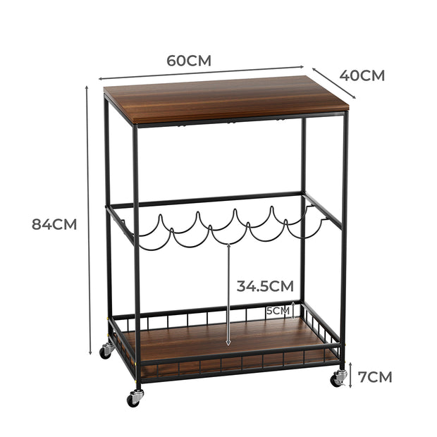 Levede Wooden Bar Cart Drinks Trolley 3 Tire-2018816826137513986