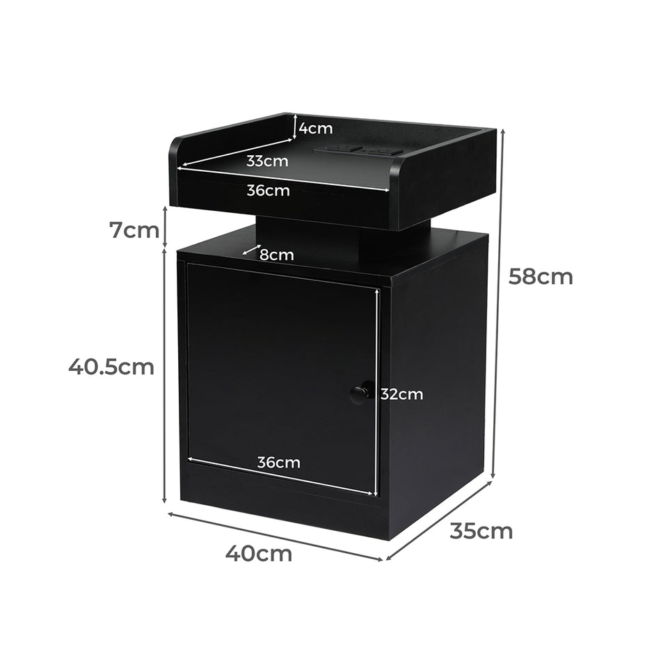 Levede Bedside Table USB Charger Outlet RGB Black-2006732841714585602