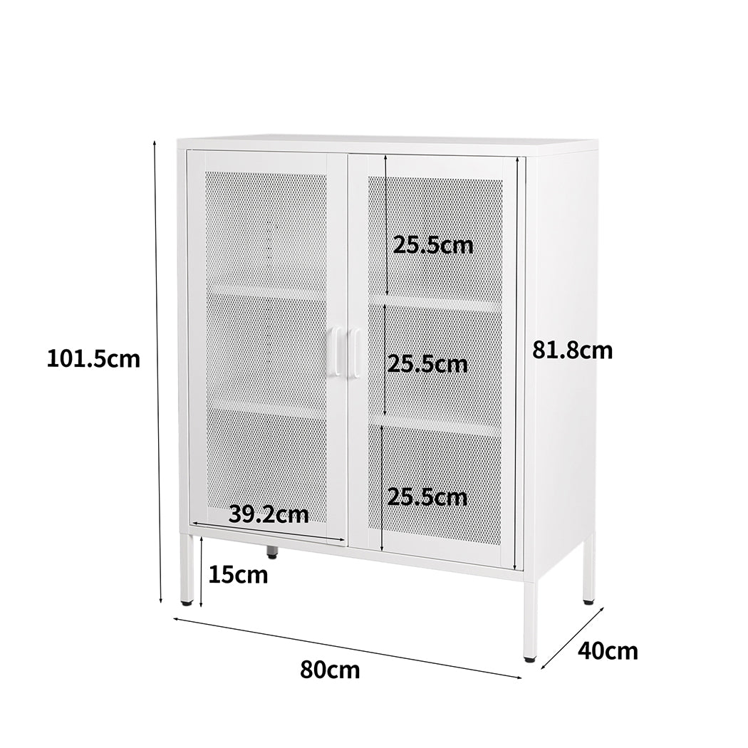 Levede Storage Cabinet Steel Kitchen White-2006733266870210562