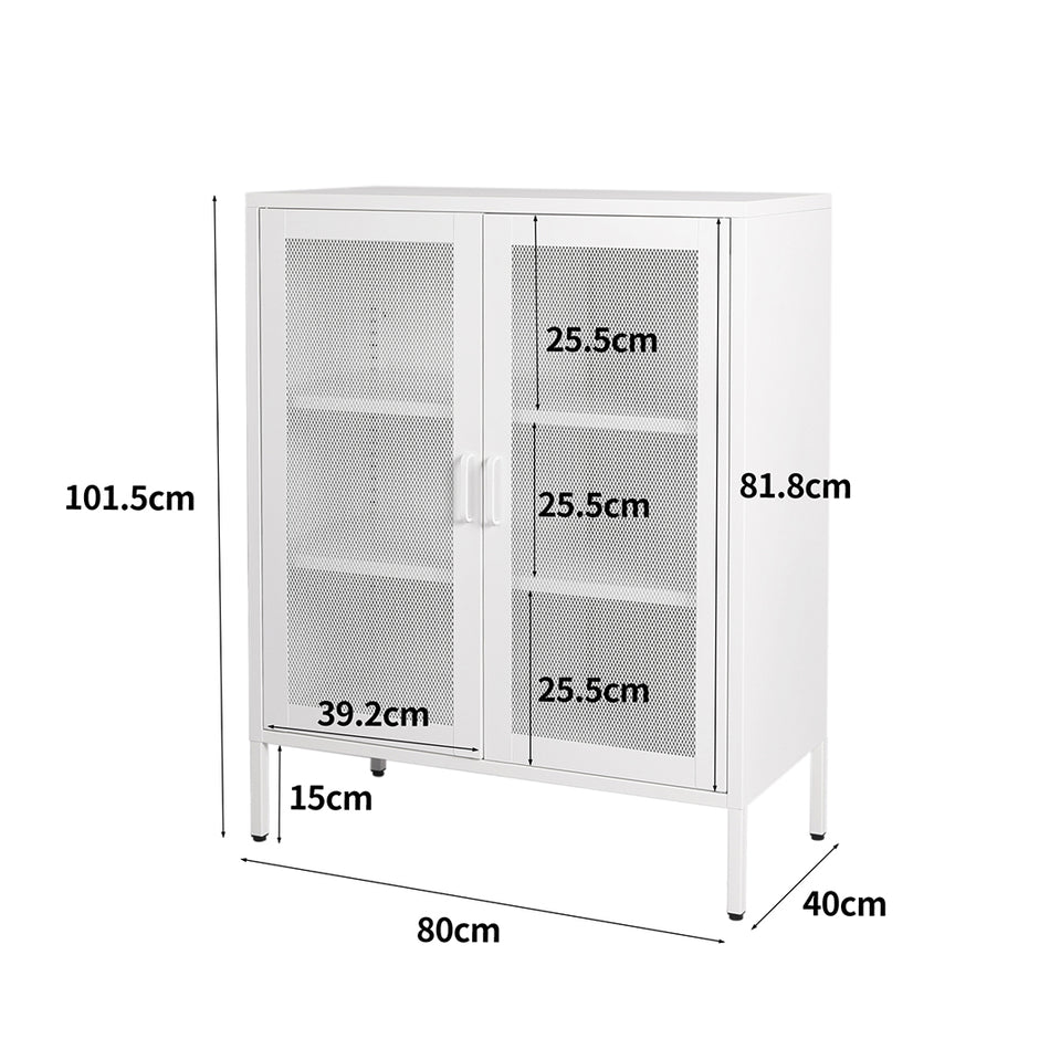 Levede Storage Cabinet Steel Kitchen White-2006733266870210562
