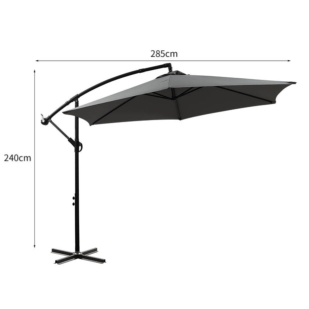 Mountview 3M Outdoor Umbrella Cantilever Grey Without Base-2018816876225892354