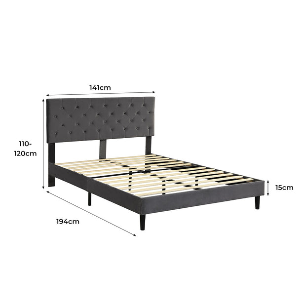 Levede Bed Frame Double Size Mattress Grey-2006733224109281282