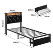Levede Single Bed Frame Leather Headboard RGB 2 Drawers-2006732795887620098