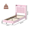 Levede Single Floating Bed Frame LED Headboard USB Pink-2006732795417858050
